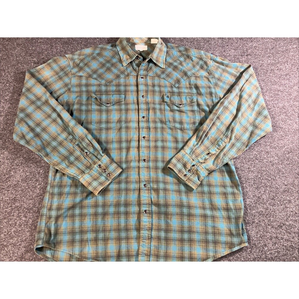 Stetson Long Sleeve Pearl Snap Men's Button Shirt Size XL  Plaid Western NES13